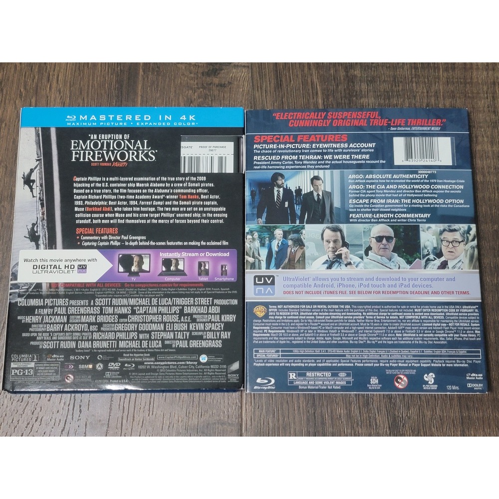 Argo Captain Phillips Winter's Bone Blu-ray DVD Lot Ben‎ Affleck Tom Hanks